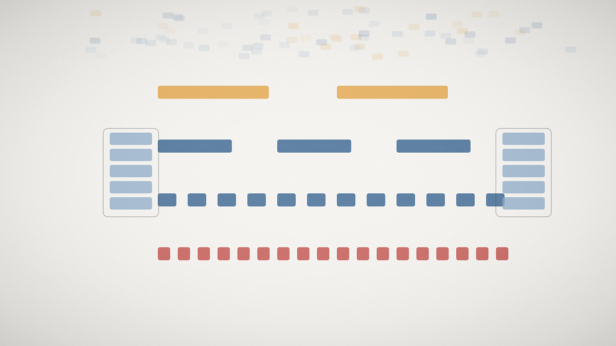 Conceptual illustration of one timestamp value reached by paths of very different lengths.
